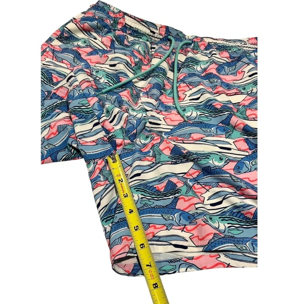 Vineyard Vines Men's L Swim Trunks Fish Print Drawstring Lined‎ Pockets Blue